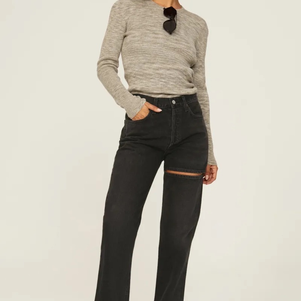 AGOLDE Lana Slice Straight Black Jeans Women’s 25 100% Cotton *modified hemming
